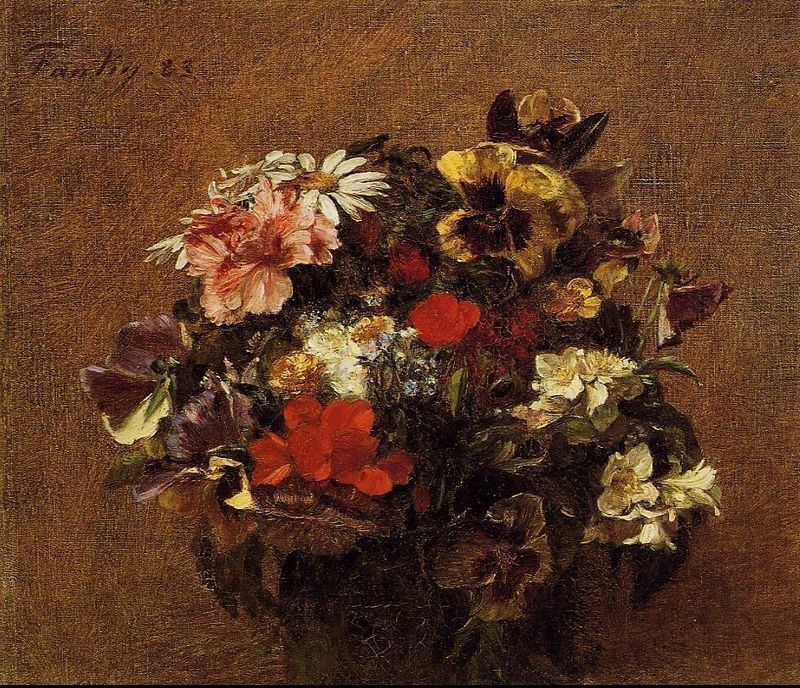 Henri Fantin-Latour Bouquet of Flowers Pansies